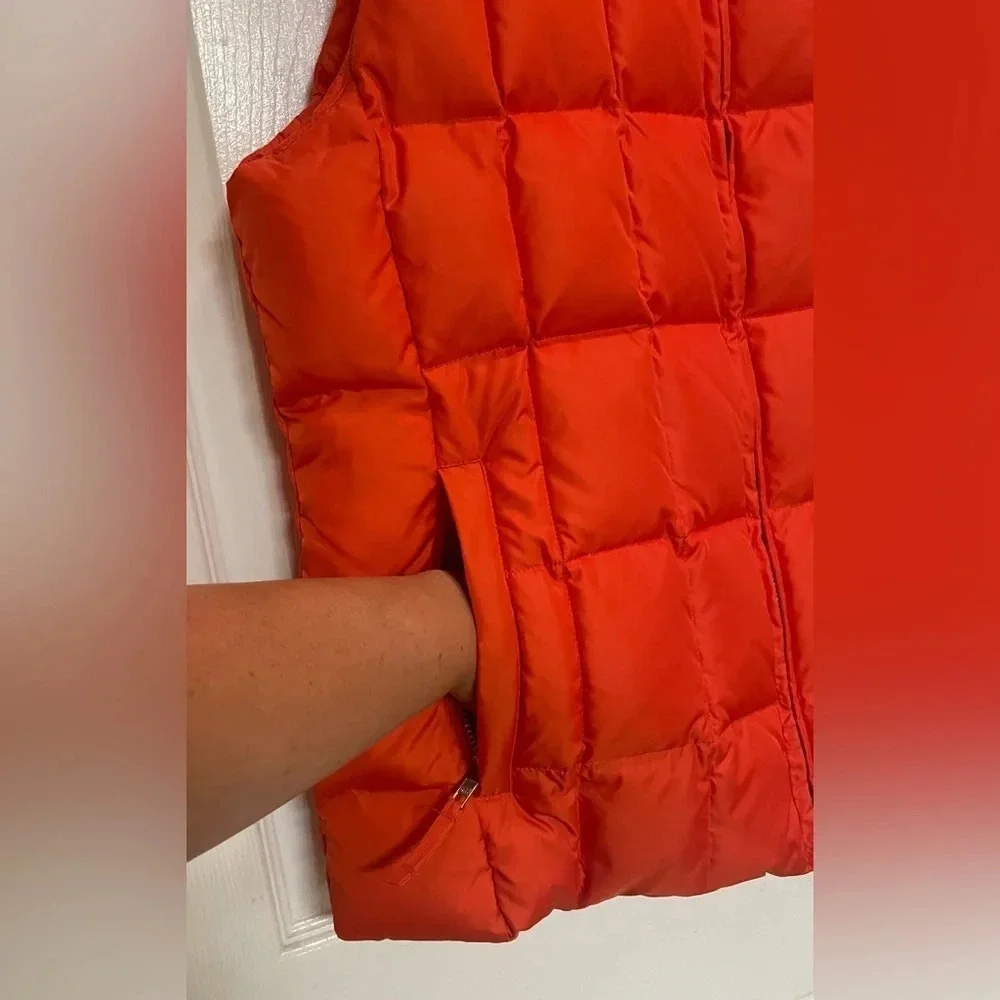 Vintage Y2K GAP Bright Orange Nylon Down Quilted Puffer Vest Size Large - Picture 2 of 10